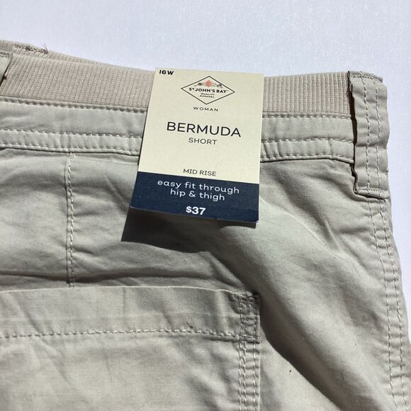 St Johns Bay Bermuda Shorts Womens Size 16W Midrise Beige - Picture 3 of 11